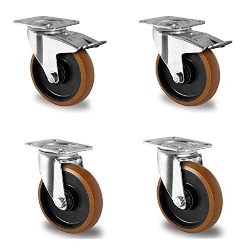 Rollensatz 2 Lenkrollen mit Feststeller + 2 Lenkrollen 100 mm Polyurethan braun Rollensatz 2 Lenkrollen mit Feststeller + 2 Lenkrollen 100 mm Polyurethan braun von der ROLLENDE SHOP