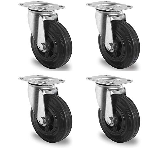 Rollensatz 4 Lenkrollen 200 mm Vollgummi schwarz Rollensatz 4 Lenkrollen 200 mm Vollgummi schwarz von der ROLLENDE SHOP