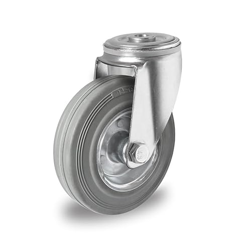 Lenkrolle mit Rückenloch 100 mm Vollgummi grau von der ROLLENDE SHOP