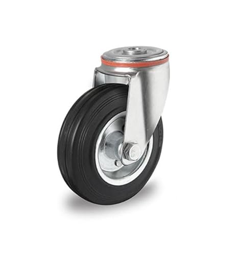 Lenkrolle mit Rückenloch 100 mm Vollgummi schwarz von der ROLLENDE SHOP