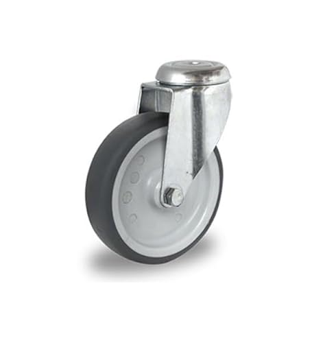 Lenkrolle mit Rückenloch 125 mm Thermoplastisches Gummi "Apparaterolle" Lenkrolle mit Rückenloch 125 mm Thermoplastisches Gummi "Apparaterolle" von der ROLLENDE SHOP