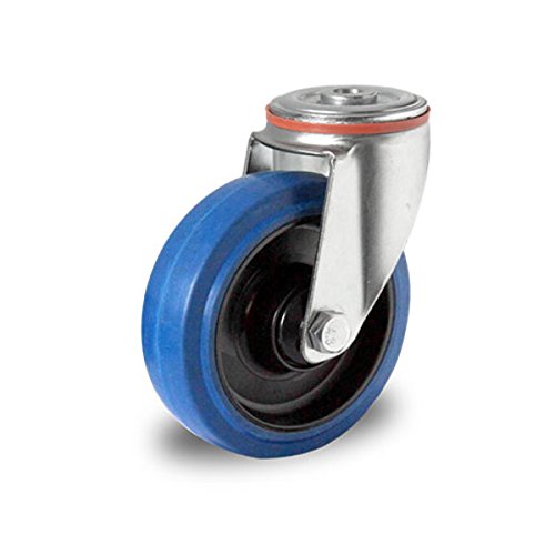 Lenkrolle mit Rückenloch 125 mm Elastik "Blue Wheels" von der ROLLENDE SHOP