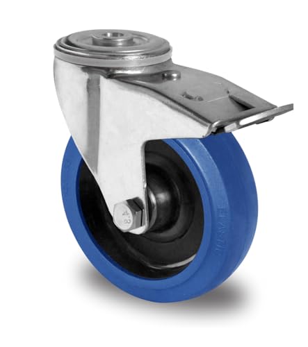 Lenkrolle mit Rückenloch und Feststeller 100 mm Elastik "Blue Wheels" Lenkrolle mit Rückenloch und Feststeller 100 mm Elastik "Blue Wheels" von der ROLLENDE SHOP