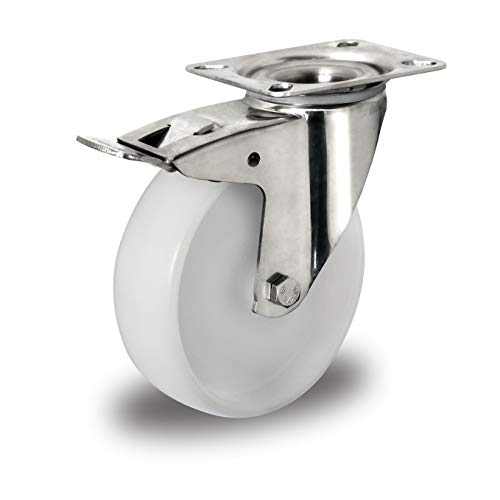 der ROLLENDE SHOP - Lenkrolle mit Bremse Durchmesser 125 mm - Serie N0N0 Gleitlager Edelstahl der ROLLENDE SHOP - Lenkrolle mit Bremse Durchmesser 125 mm - Serie N0N0 Gleitlager Edelstahl von der ROLLENDE SHOP