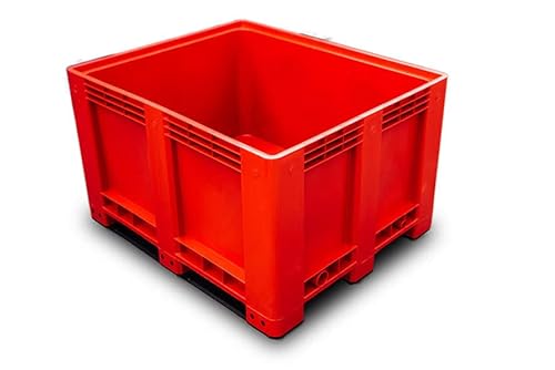 3er Pack Bigbox rot 1200x1000x760 mm geschlossen mit 3 Kufen von der ROLLENDE SHOP