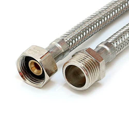 Flexschlauch 1/2"ÜM x 1/2"AG, Panzerschlauch DN8 für Sanitär mit Trinkwasserzulassung von H2O-Flex