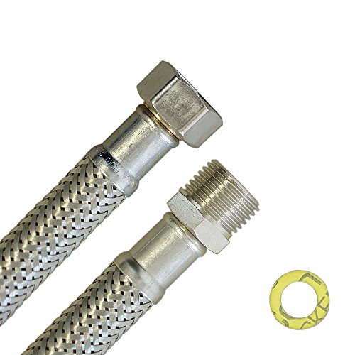 H2O-Flex® Panzerschlauch 1/2"ÜM x 1/2"AG, Flexschlauch DN13 für Sanitär mit Trinkwasserzulassung, 30cm-2m von H2O-Flex