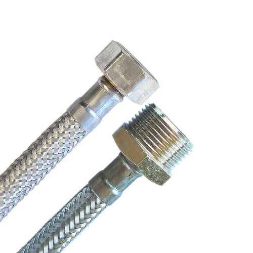 Panzerschlauch 1/2"ÜM x 3/4"AG, Flexschlauch in DN8 mit Trinkwasserzulassung Panzerschlauch 1/2"ÜM x 3/4"AG, Flexschlauch in DN8 mit Trinkwasserzulassung von der-Schlauchfritze.de