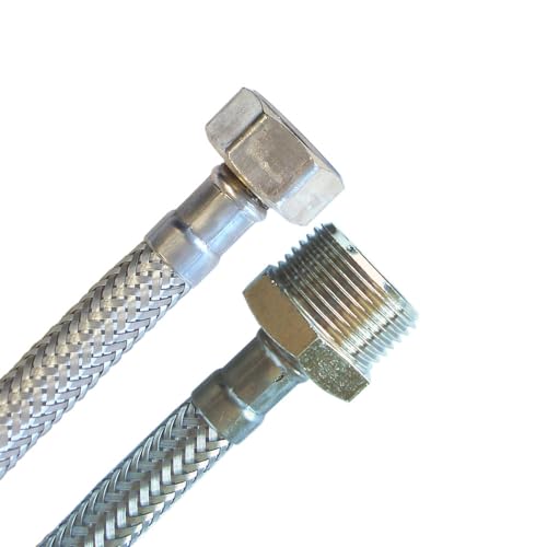 Panzerschlauch 1/2"ÜM x 3/4"AG, Flexschlauch in DN8 mit Trinkwasserzulassung von H2O-Flex