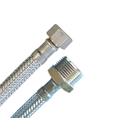 Panzerschlauch 1/2"ÜM x 3/4"AG, Flexschlauch in DN8 mit Trinkwasserzulassung Panzerschlauch 1/2"ÜM x 3/4"AG, Flexschlauch in DN8 mit Trinkwasserzulassung von der-Schlauchfritze.de