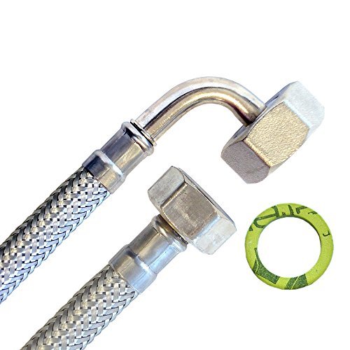 Panzerschlauch 1/2"ÜM x 3/4"ÜM Bogen (DN8) für Trink- oder Nutzwasser von H2O-Flex