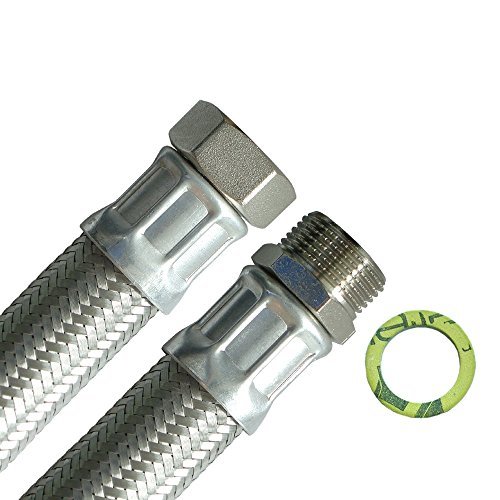 H2O-Flex® DN25 Panzerschlauch 1"ÜM x 1"AG Heizungsschlauch mit Edelstahlgeflecht, Schlauch für Solar Heizung, BHKW und Pumpen für Nutzwasser 700mm von H2O-Flex