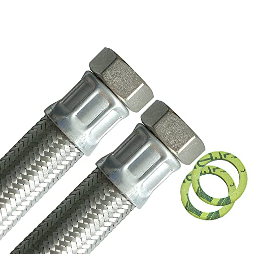 H2O-Flex® DN25 Panzerschlauch 1"ÜM x 1"ÜM Heizungsschlauch mit Edelstahlgeflecht, Schlauch für Solar Heizung, BHKW und Pumpen für Nutzwasser von H2O-Flex