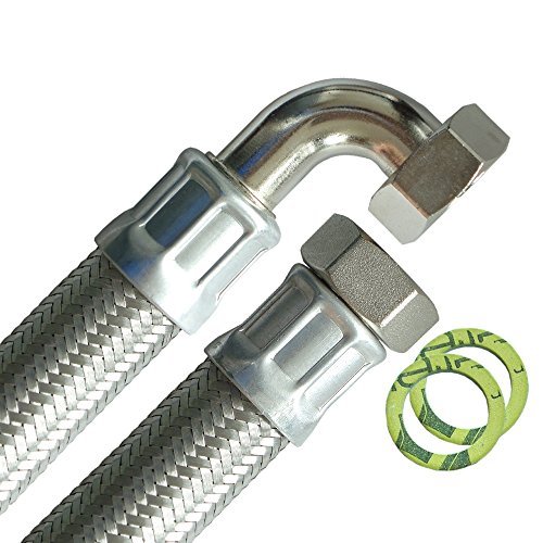 H2O-Flex Panzerschlauch 1"ÜM x 1"ÜM Bogen (DN25) - Silber - Edelstahlumflechtung - 25mm Innendurchmesser - 33,5mm Außendurchmesser - 10bar Druck - Made in Germany von H2O-Flex