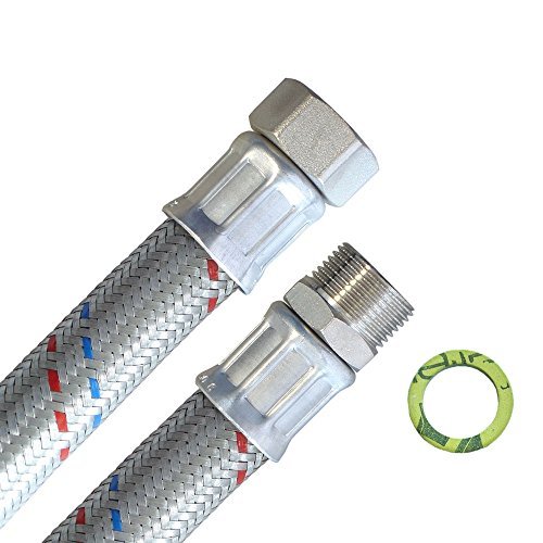 H2O-Flex® Panzerschlauch DN19, Flexschlauch, 3/4" Innengewinde und 3/4" Außengewinde für Hauswasserwerk, Solar, Heizung von H2O-Flex