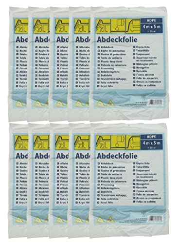 10 x Abdeckplane 4x5m insgesamt 200m² aus HDPE Abdeckfolie Malerplane Malerfolie von der kleine Handwerker