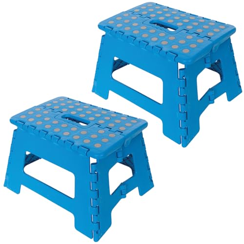 2 x Klapp-Tritthocker Faltbare Trittleiter rutschfeste Trittfläche Tragbar Polypropylen Max 150 kg Platzsparend Trittstufe für Haushalt Werkstatt und Garage Robuste Konstruktion Kompakt und Praktisch von der kleine Handwerker