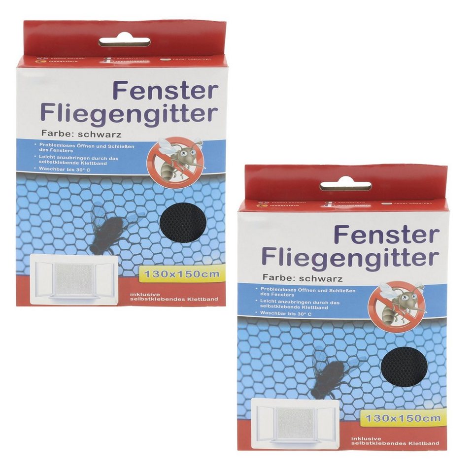 Fliegengitter-Gewebe 2 x Insektennetz 130x150cm mit Klettband schwarz Fliegengitter von OTTO