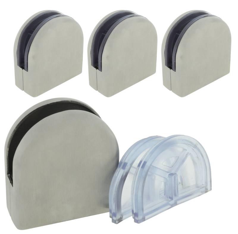 Klemmhalter für Sichtschutz 4 x Glashalter abgerundet für 6 mm Glas aus Edelstahl von OTTO