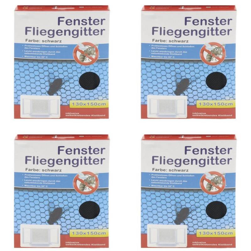 der kleine Handwerker Werkstatt-Set 4 x Insektennetz 130x150cm mit Klettband schwarz Fliegengitter von der kleine Handwerker