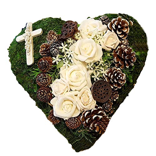 Grabgesteck Totensonntag Creme Grabaufleger Kreuz Allerheiligen Grabschmuck von der-kleine-dekoladen