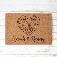 Otter Liebe Personalisierte Kokos Fußmatte Mit Herz Und Namen | Indoor Türmatte Geschenk Einzug Hochzeit von derBandshop