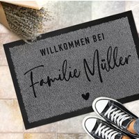 Willkommen Personalisierte Fußmatte Mit Familienname Und Herz | Indoor Türmatte Geschenk Einzug Hochzeit von derBandshop