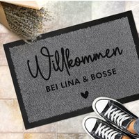 Willkommen Personalisierte Fußmatte Mit Namen Und Herz | Indoor Outdoor Türmatte Geschenk Einzug Hochzeit von derBandshop