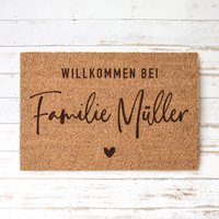 Willkommen - Personalisierte Kokos Fußmatte Mit Familienname Und Herz | Indoor Türmatte Geschenk Einzug Hochzeit von derBandshop