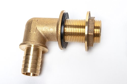 derClou24 Ventil Messing Regentonnendurchführung Winkelform Tankverschraubung Schlauchanschluss 1 Zoll Aussengewinde 1 Zoll, gold von Tcllka