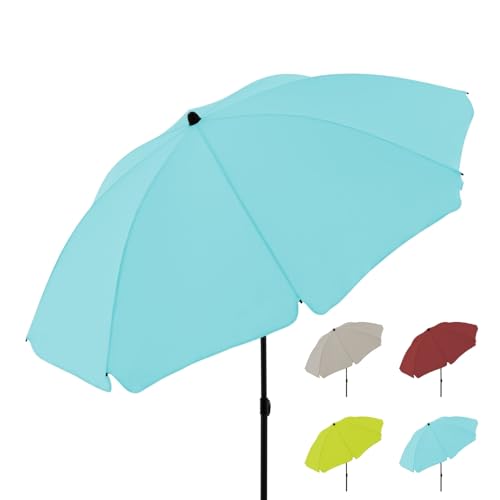 derby Sonnenschirm 160 cm in hellblau – Strandschirm mit Mittelmast für Balkon, Garten & Strand – UV-Schutz, windstabil, tragbar von derby