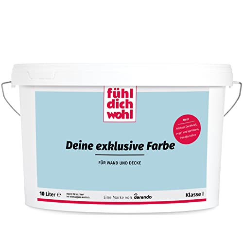 derendo Fühl Dich Wohl Deine Farbe blau, matte Wandfarbe blau, hohe Deckkraft, verschiedene Blautöne zur Auswahl (10L, Maledivenblau) von derendo