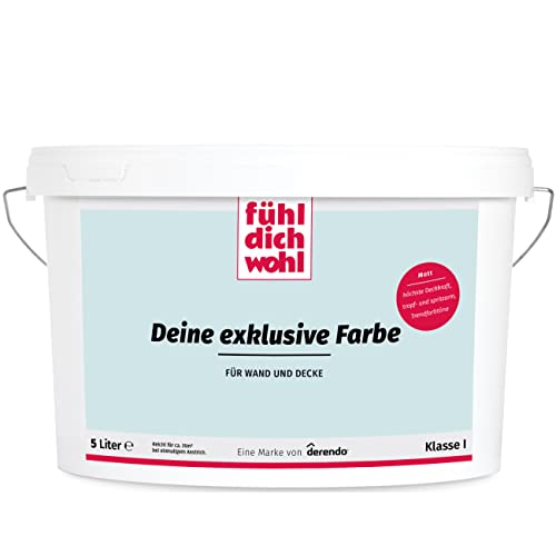 derendo Fühl Dich Wohl Deine Farbe blau, matte Wandfarbe blau, hohe Deckkraft, verschiedene Blautöne zur Auswahl (5L, Himmelblau) von derendo