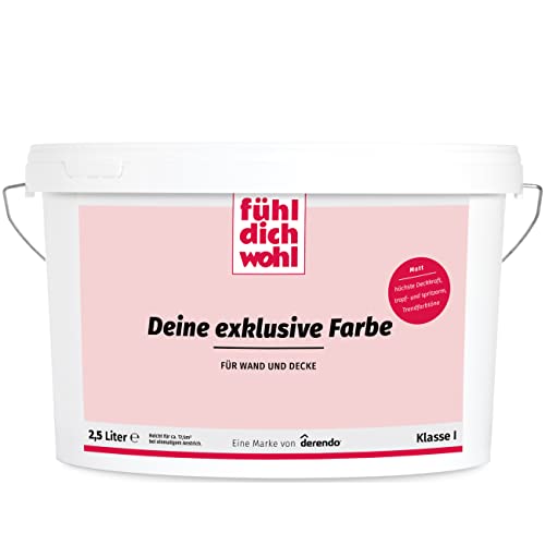 derendo Fühl Dich Wohl Deine Farbe rosa, matte Wandfarbe rosa, hohe Deckkraft, verschiedene Rosafarbtöne zur Auswahl (2,5L, Flamingo) von derendo