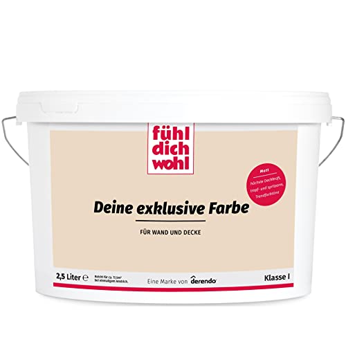 derendo Fühl Dich Wohl Deine Farbe beige, matte Wandfarbe beige, hohe Deckkraft, verschiedene Beigetöne zur Auswahl (2,5L, Ahornholz) von derendo