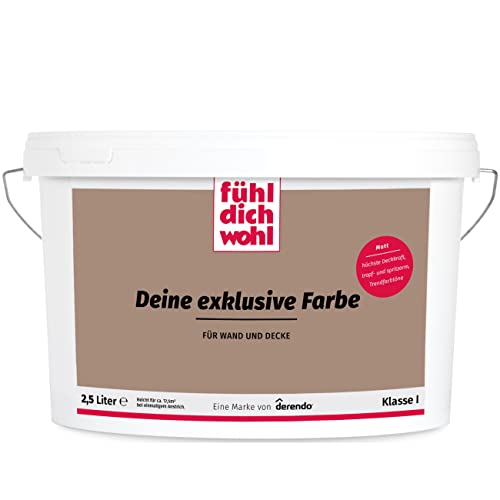 derendo Fühl Dich Wohl Deine Farbe braun, matte Wandfarbe braun, hohe Deckkraft, verschiedene Brauntöne zur Auswahl (2,5L, Mokkabraun) von derendo