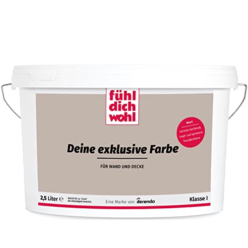 derendo Fühl Dich Wohl Deine Farbe braun, matte Wandfarbe braun, hohe Deckkraft, verschiedene Brauntöne zur Auswahl (2,5L, Cappuccino) von derendo