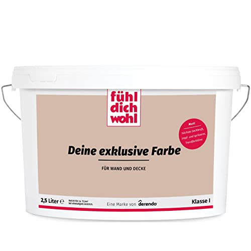 derendo Fühl Dich Wohl Deine Farbe braun, matte Wandfarbe braun, hohe Deckkraft, verschiedene Brauntöne zur Auswahl (2,5L,Haselnuss) von derendo