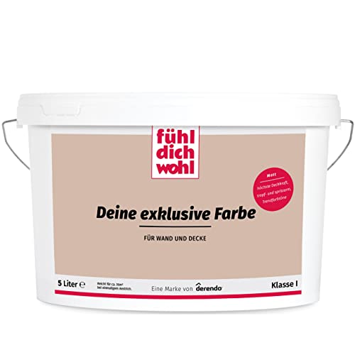 derendo Fühl Dich Wohl Deine Farbe braun, matte Wandfarbe braun, hohe Deckkraft, verschiedene Brauntöne zur Auswahl (5L,Haselnuss) von derendo