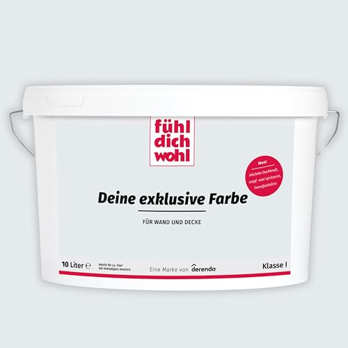 derendo Fühl Dich Wohl Deine Farbe grau, matte Wandfarbe grau, hohe Deckkraft, verschiedene Grautöne zur Auswahl (10L, Lichtgrau 15-16) von derendo