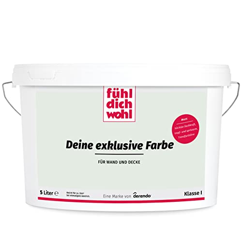 derendo Fühl Dich Wohl Deine Farbe grün, matte grüne Wandfarbe, hohe Deckkraft, verschiedene Grüntöne zur Auswahl (5L, Weissgrün) von derendo