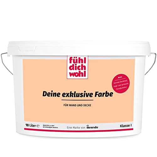 derendo Fühl Dich Wohl Deine Farbe pastell, matte Wandfarbe pastell, hohe Deckkraft, verschiedene Pastelltöne zur Auswahl (10L, Pastellorange) von derendo