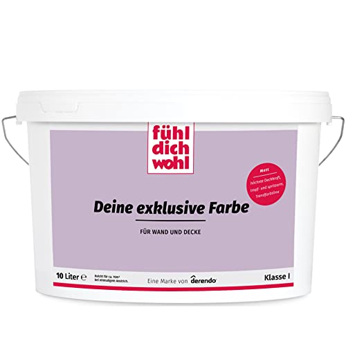 derendo Fühl Dich Wohl Deine Farbe pastell, matte Wandfarbe pastell, hohe Deckkraft, verschiedene Pastelltöne zur Auswahl (10L, Flieder) von derendo