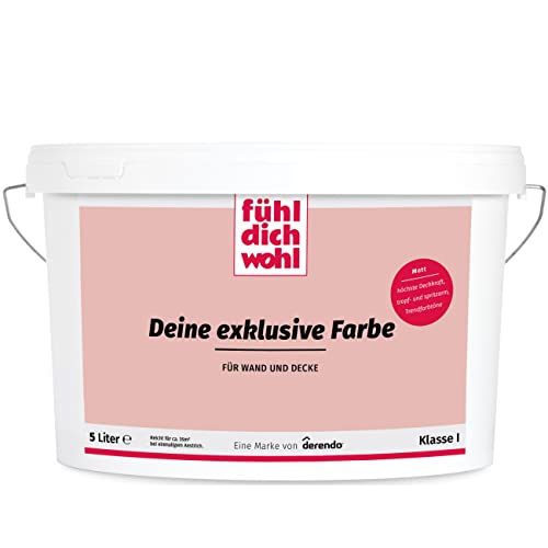 derendo Fühl Dich Wohl Deine Farbe rosa, matte Wandfarbe rosa, hohe Deckkraft, verschiedene Rosafarbtöne zur Auswahl (5L, Schweinchenrosa) von derendo