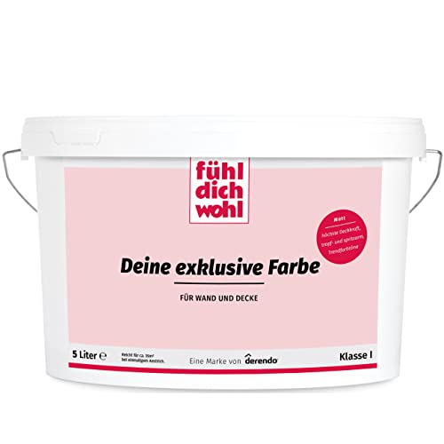 derendo Fühl Dich Wohl Deine Farbe rosa, matte Wandfarbe rosa, hohe Deckkraft, verschiedene Rosafarbtöne zur Auswahl (5L, Flamingo) von derendo