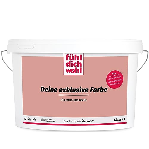 derendo Fühl Dich Wohl Deine Farbe rot, matte Wandfarbe rot, hohe Deckkraft, verschiedene Rottöne zur Auswahl (5L, Granatapfel) von derendo