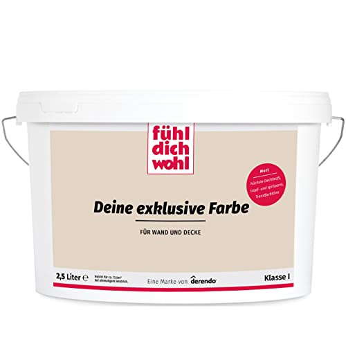 derendo Fühl Dich Wohl Deine Farbe braun, matte Wandfarbe braun, hohe Deckkraft, verschiedene Brauntöne zur Auswahl (2,5l, Cookie) von derendo