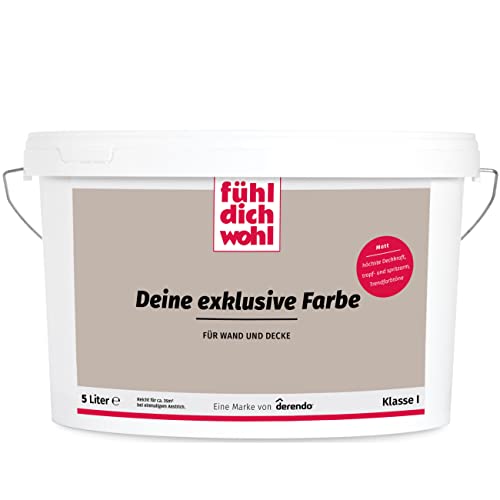 derendo Fühl Dich Wohl Deine Farbe braun, matte Wandfarbe braun, hohe Deckkraft, verschiedene Brauntöne zur Auswahl (5L, Cappuccino) von derendo