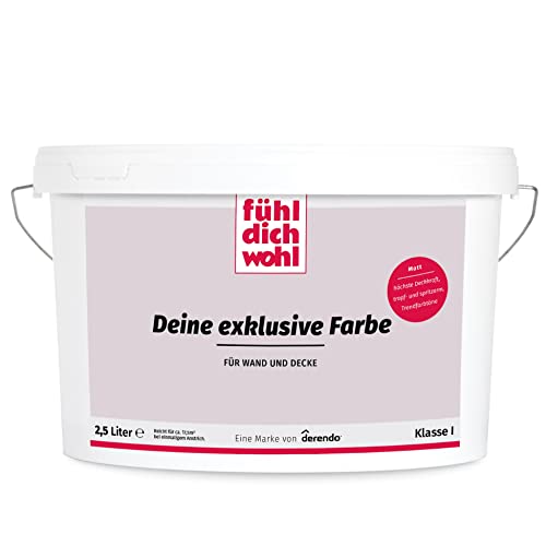 derendo Fühl Dich Wohl Deine Farbe lila, matte Wandfarbe lila, hohe Deckkraft, verschiedene lilatöne zur Auswahl (2,5L, Helles Mauve) von derendo