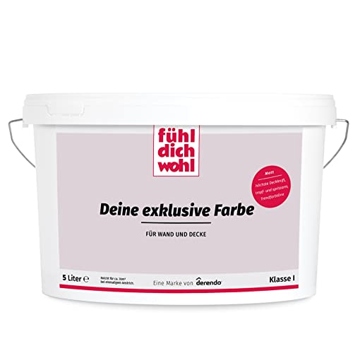 derendo Fühl Dich Wohl Deine Farbe lila, matte Wandfarbe lila, hohe Deckkraft, verschiedene lilatöne zur Auswahl (5L, Helles Mauve) von derendo